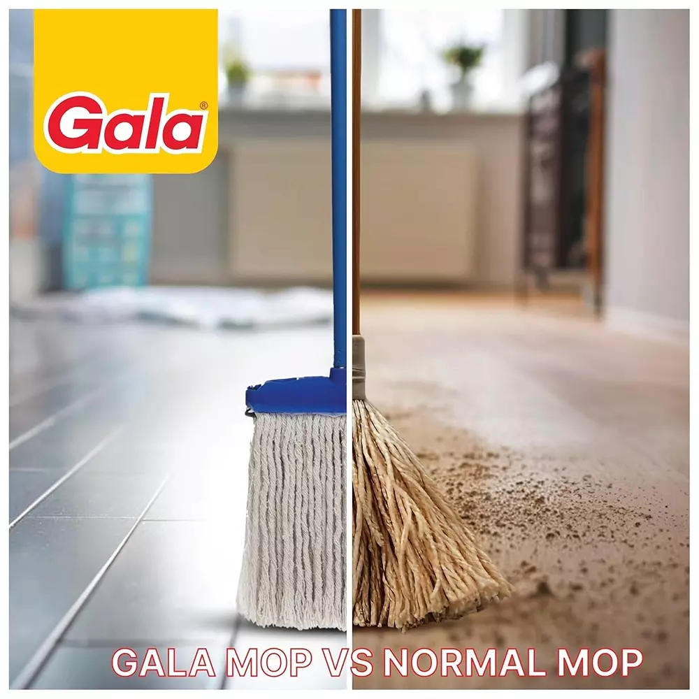 gala Modular T-Mop Long Handle 450 g Cotton Head For Floor Cleaning