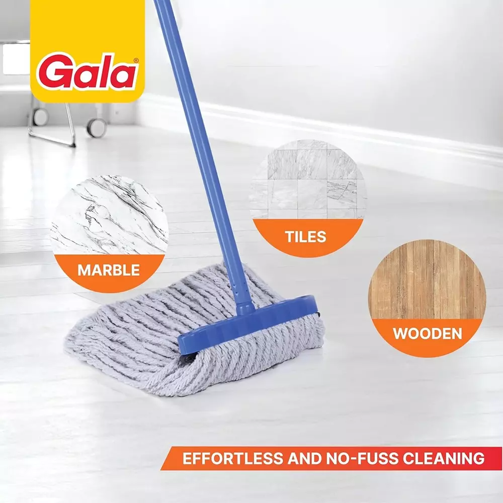 gala Modular T-Mop Long Handle 450 g Cotton Head For Floor Cleaning