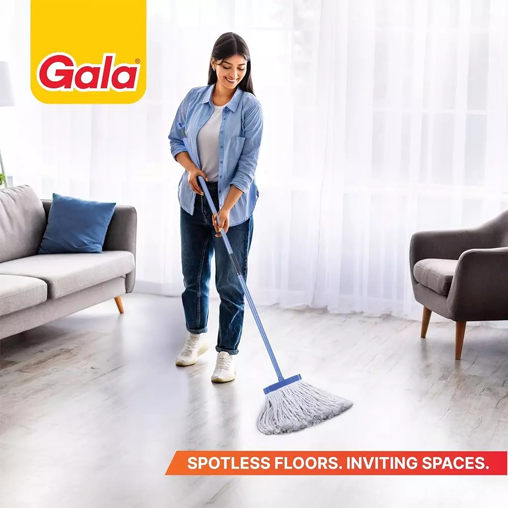 gala Modular T-Mop Long Handle 450 g Cotton Head For Floor Cleaning