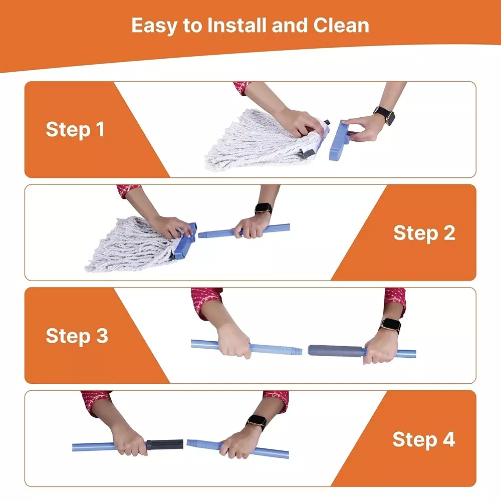 gala Modular T-Mop Long Handle 450 g Cotton Head For Floor Cleaning