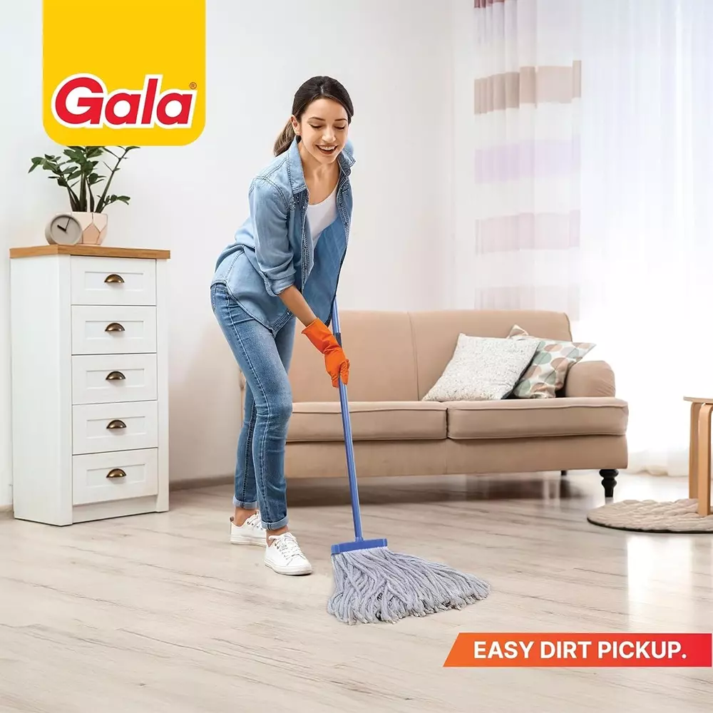 gala Modular T-Mop Long Handle 450 g Cotton Head For Floor Cleaning