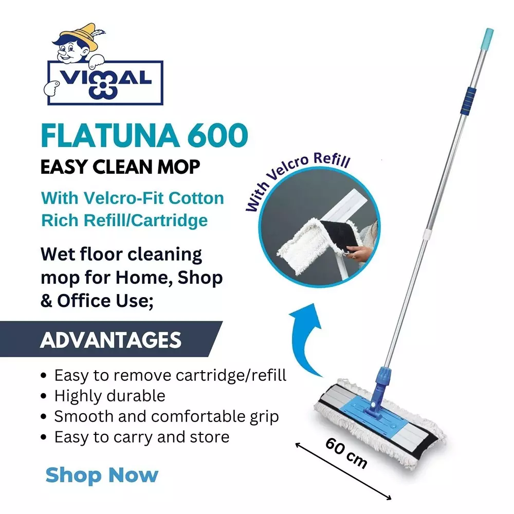 Vimal Flatuna 600 Professional Series Commercial/Industrial Floor Cleaning Flat Mop 60 cm