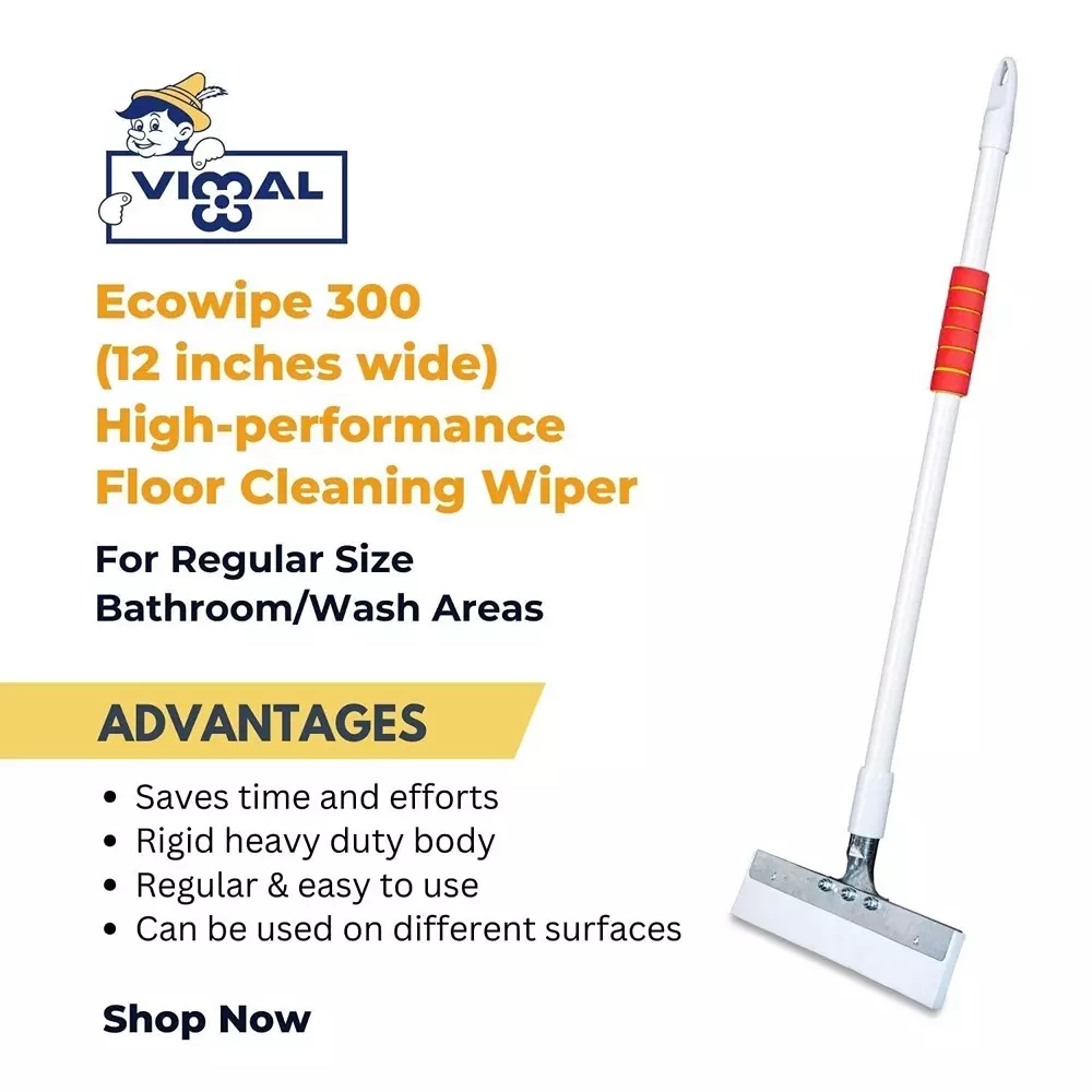 Vimal Bathroom Floor Wiper Set Multicolor Metal, Plastic, Steel Handle Material 12x6x100 cm for Floor Cleaning