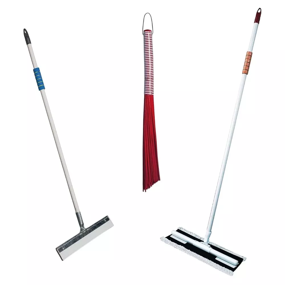 Vimal Cotton Flat Mop with Ecowipe 400 Wiper & Kharata Set Multicolor Plastic Handle 105x7x7 cm for Floor Cleaning