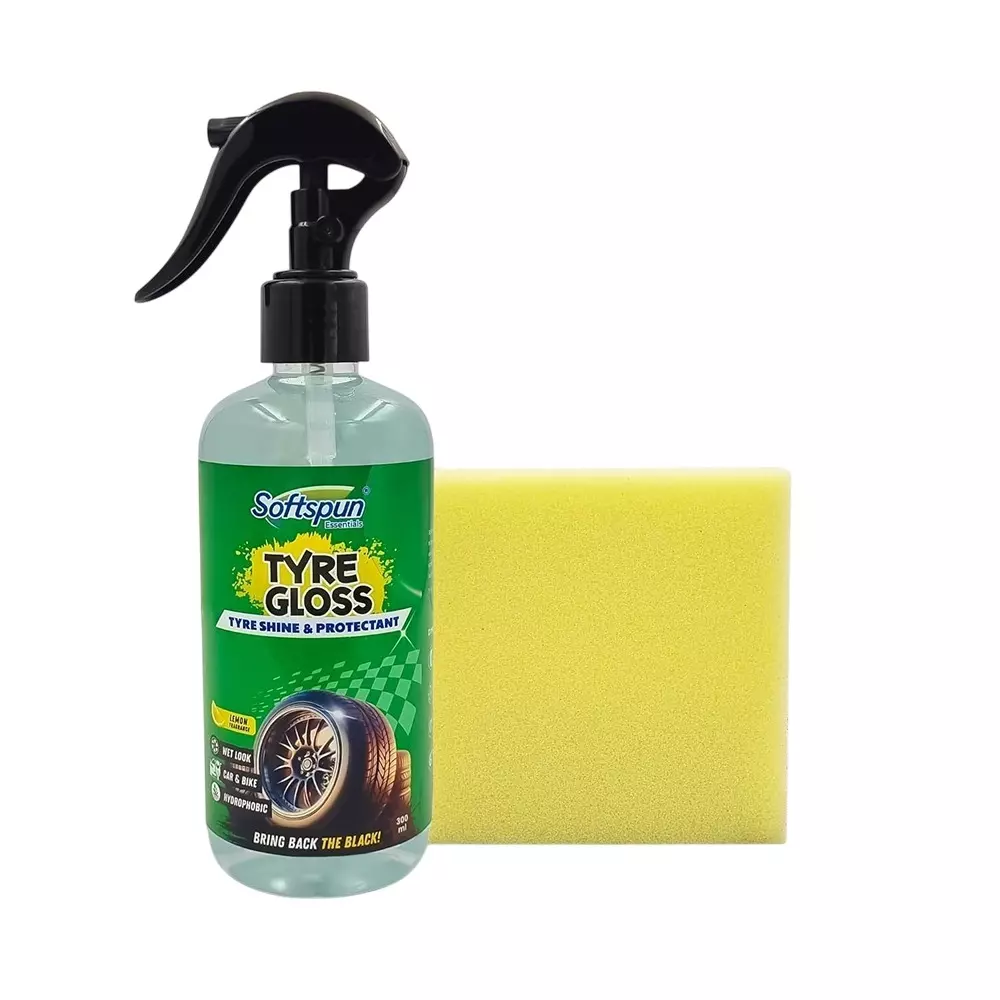 softspun Essentials Tyre Gloss With Applicator Pad 300 ml Citrus Scent Non-Toxic, TP-300ml