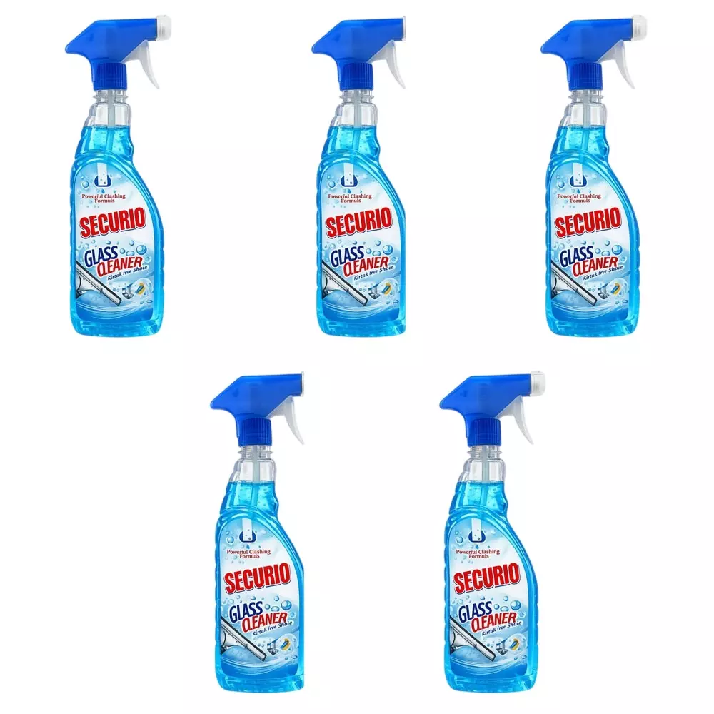 Securio Glass Cleaner 500 ml for Windows, Mirrors, Glass Doors and Tables (Pack of 5)