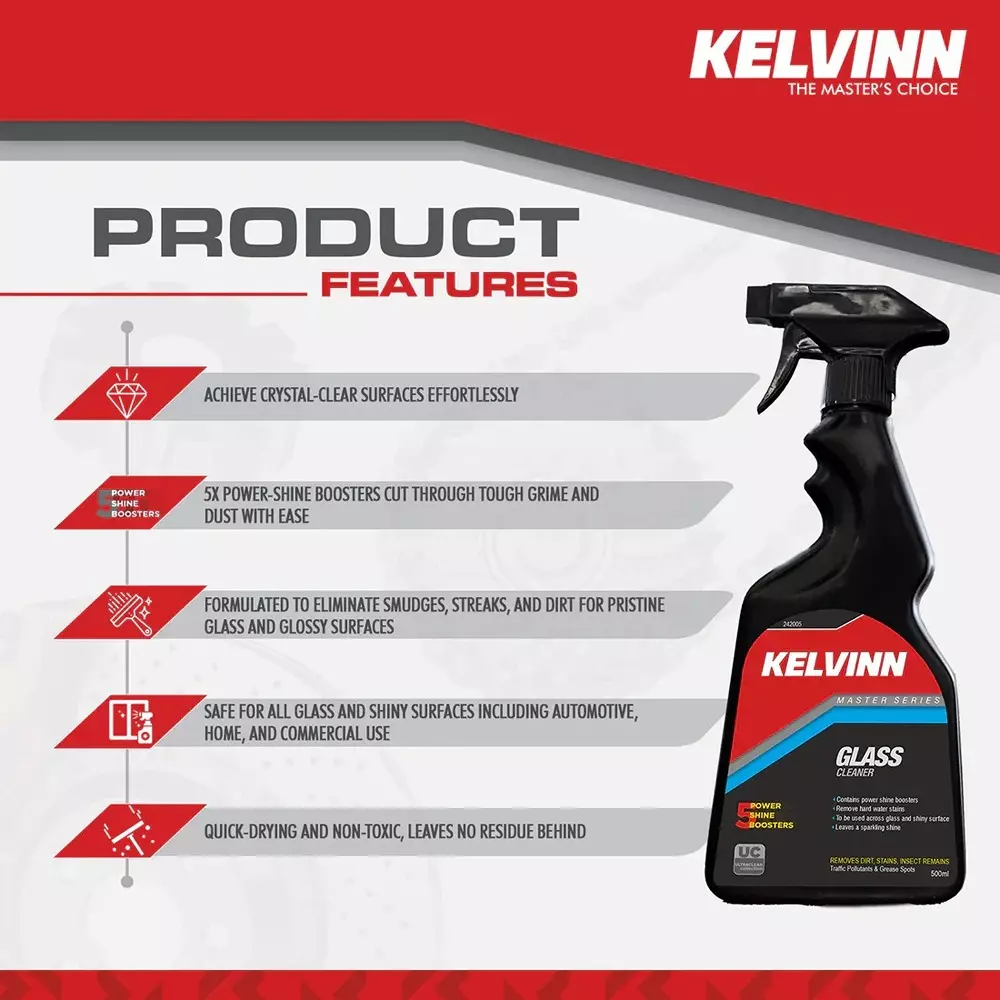 KELVINN Glass Cleaner 500 ml 5X Power-Shine Boosters