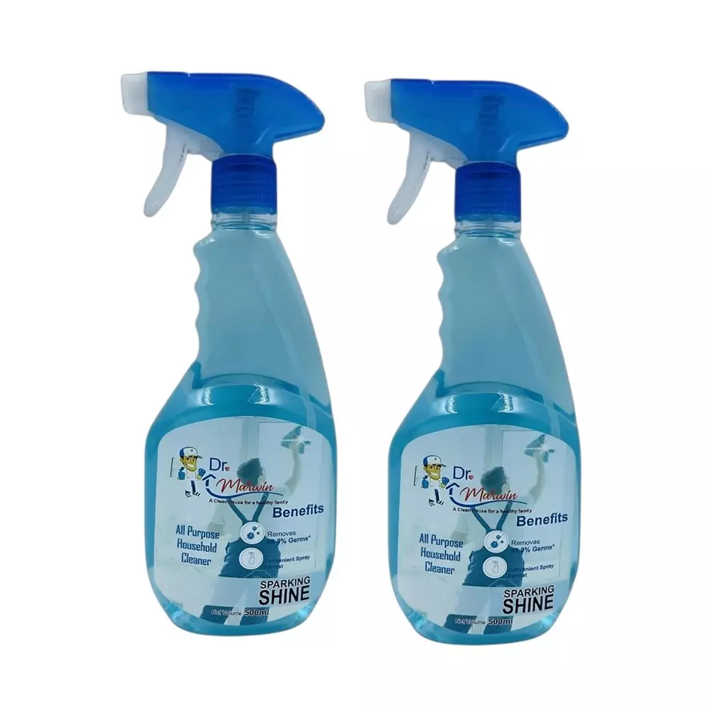 Dr. Marwin Glass Cleaner Combo Blue (500 ml Bottle + 500 ml Bottle) Fresh for Home, School & Hospitals