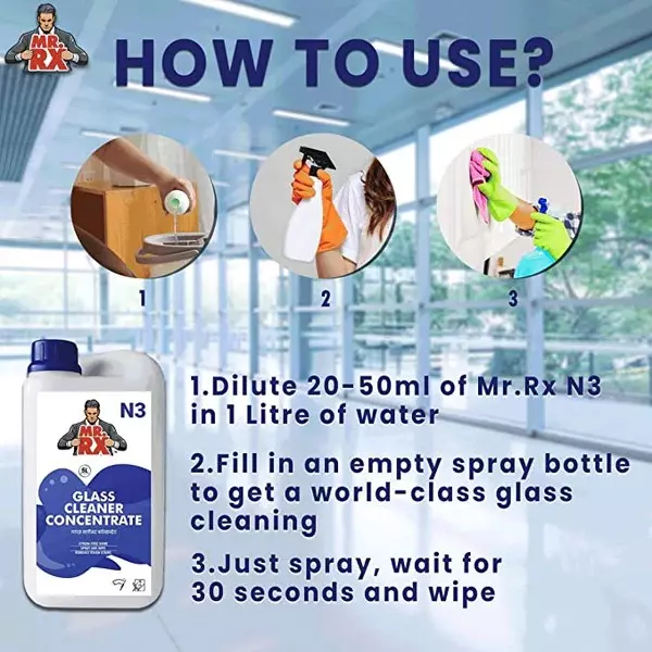 Mr. RX N3 Concentrate Glass Cleaner 5 L Can Liquid Fresh for Window, Mirror & Glass