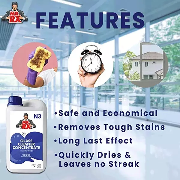 Mr. RX N3 Concentrate Glass Cleaner 5 L Can Liquid Fresh for Window, Mirror & Glass