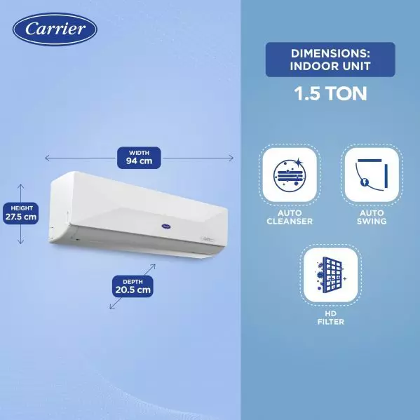 Carrier 1.5 Ton 5 Star 6 In 1 AC With Flexicool Technology Inverter Split AC, XCEL LUMO Exi