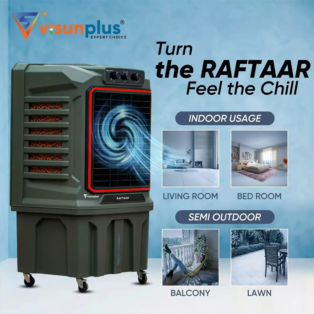 visunplus-raftaar-air-cooler-green-and-black-300-w-power-and-150-l-capacity
