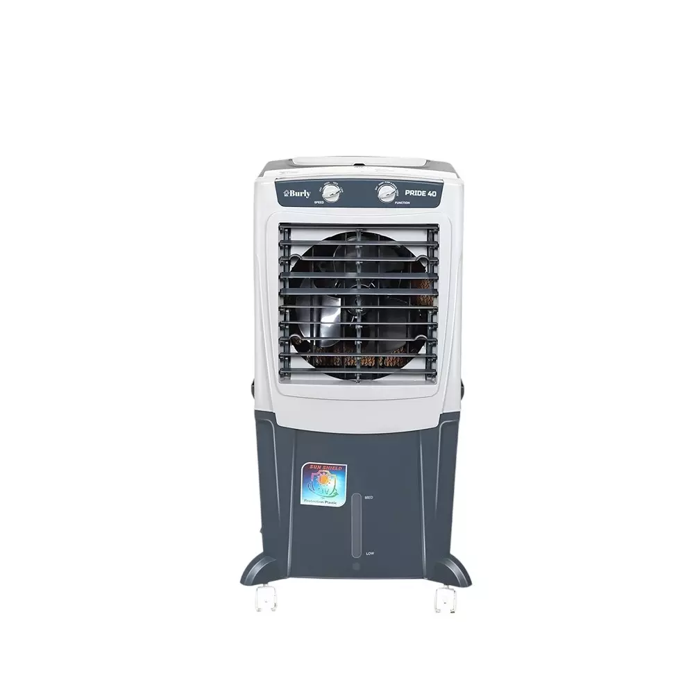 Burly Pride Personal Air Cooler 40 L Capacity 4 Way Air Deflection Auto Swing with Castor Wheel, Grey