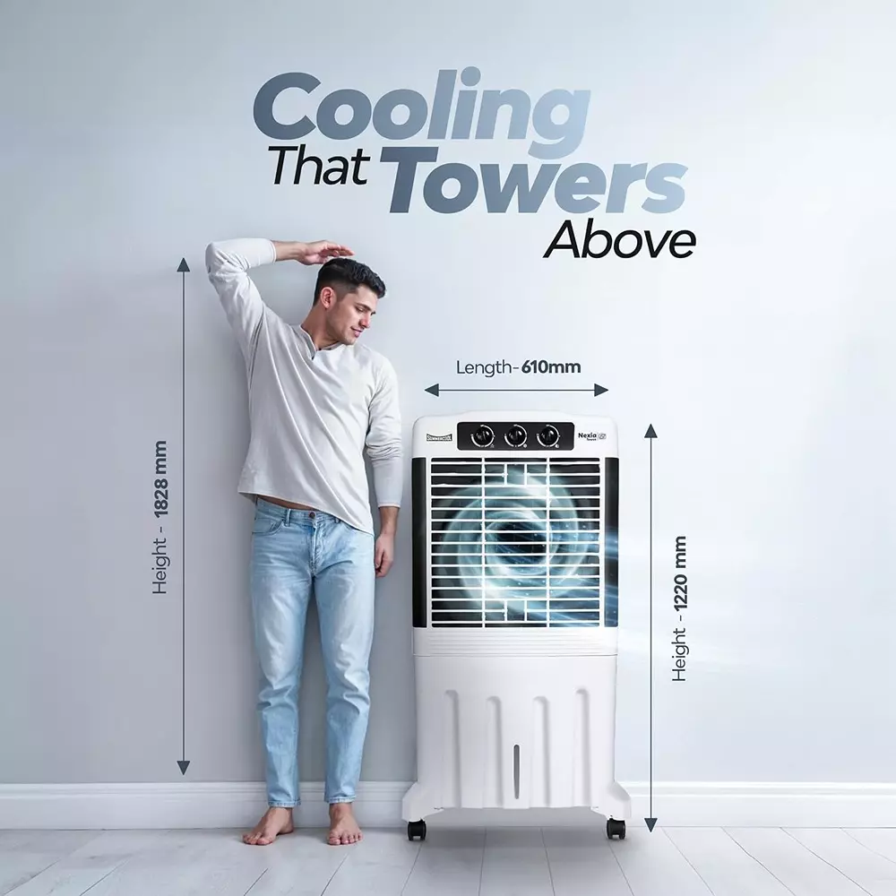 summercool-nexia-tower-95-l-desert-air-cooler-knob-control-honeycomb-cooling-pads-off-white