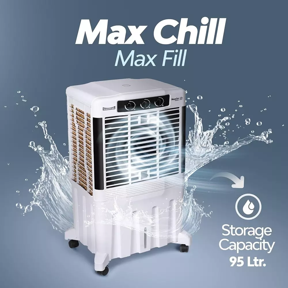 summercool-nexia-tower-95-l-desert-air-cooler-knob-control-honeycomb-cooling-pads-off-white