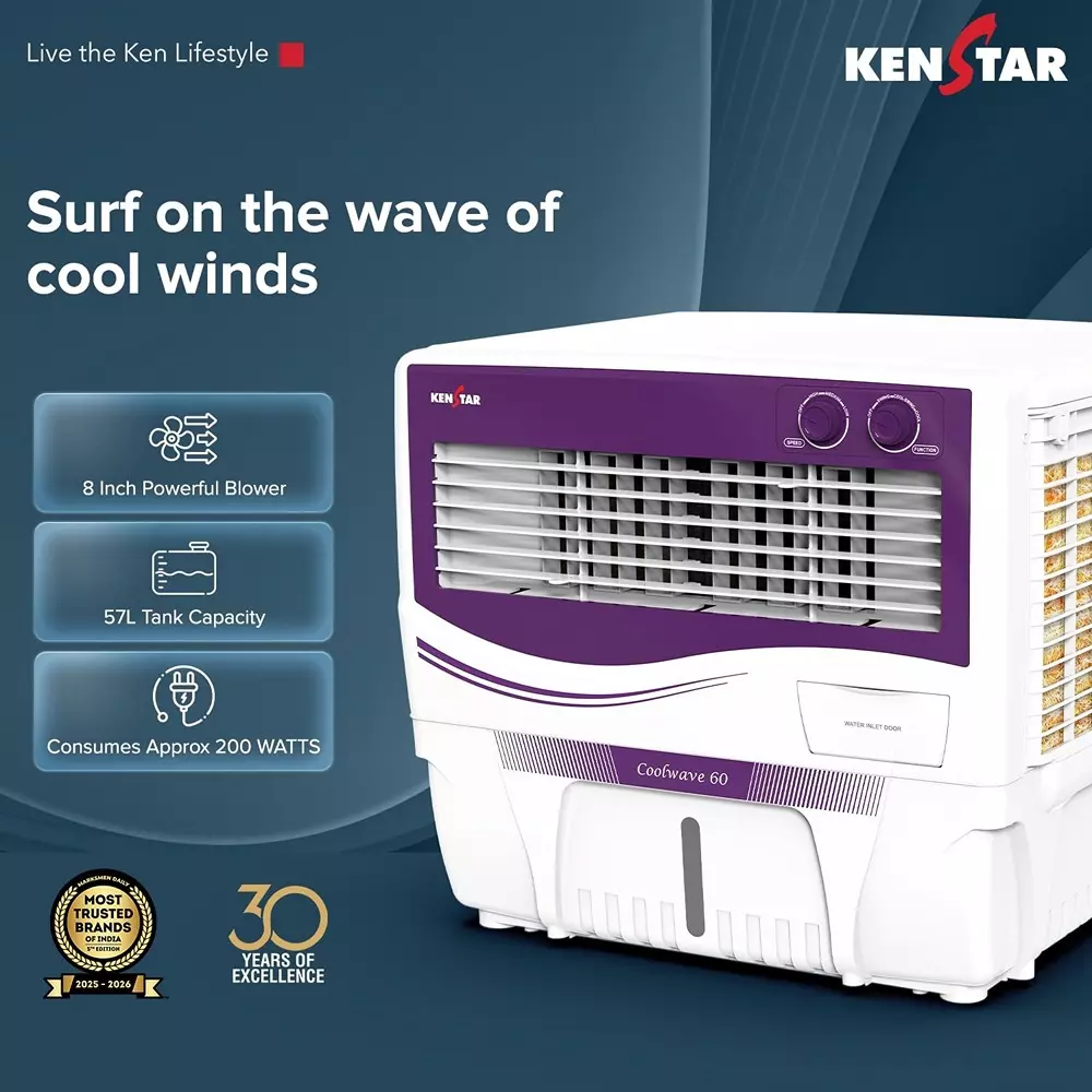 kenstar-coolwave-60-air-cooler-with-woodwool-cooling-media-purple-white-color-60-l-capacity