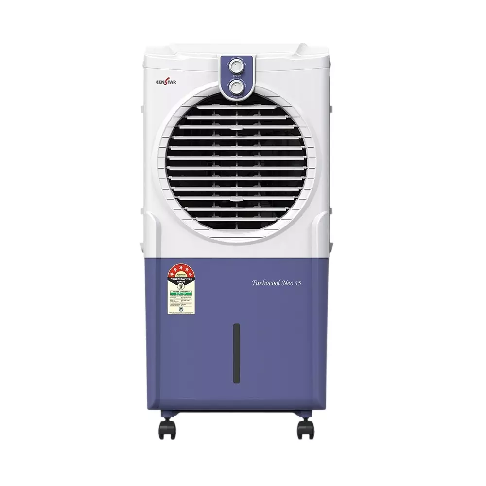 Kenstar TURBOCOOL NEO HC 45 Air Cooler with Honeycomb Cooling Media White and Blue Color 45 L Capacity