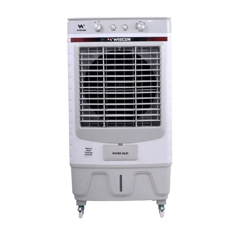 Wiscon Air Cooler with 3 Speed Motor Glass Top 60 L Tank Capacity Honeycomb Pad White & Grey for Home & Office Use, WIC60FLM