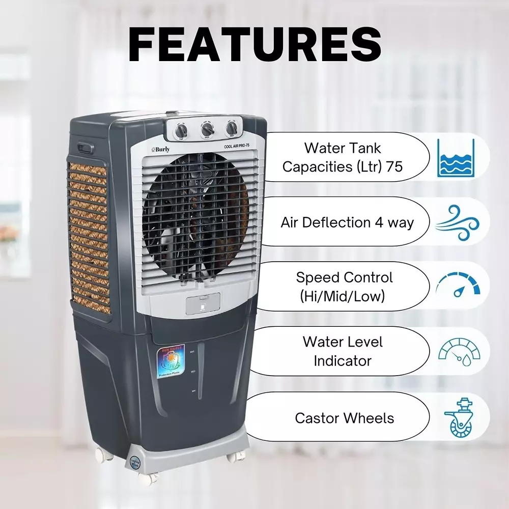 burly-coolair-pro-desert-air-cooler-75-l-capacity-grey-color