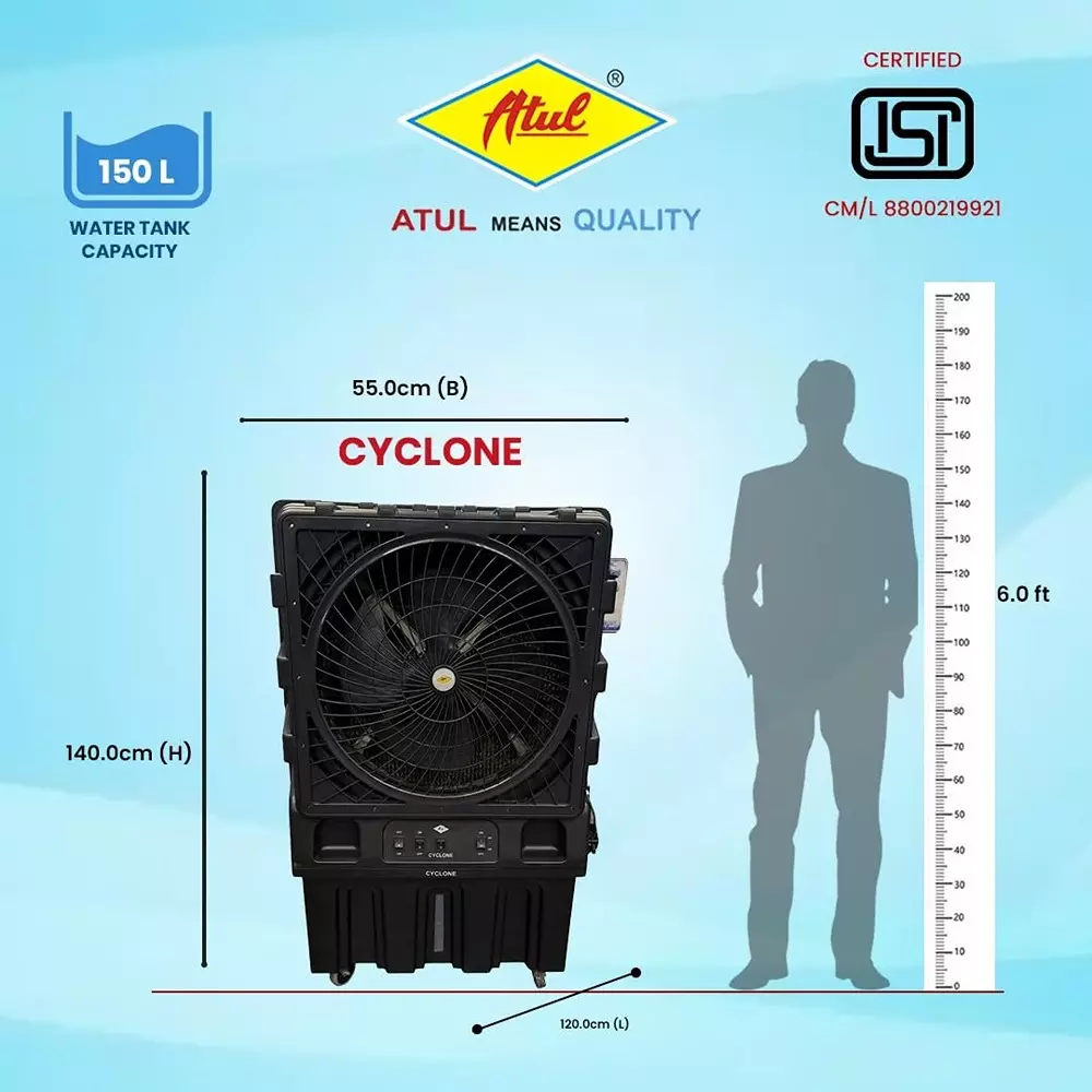 atul-air-cooler-cell-motor-400-w-power-150-l-capacity-black-high-pump-24-inch-610-mm-motor-size-honeycomb-pads-1-side-coolers-cyclone-24