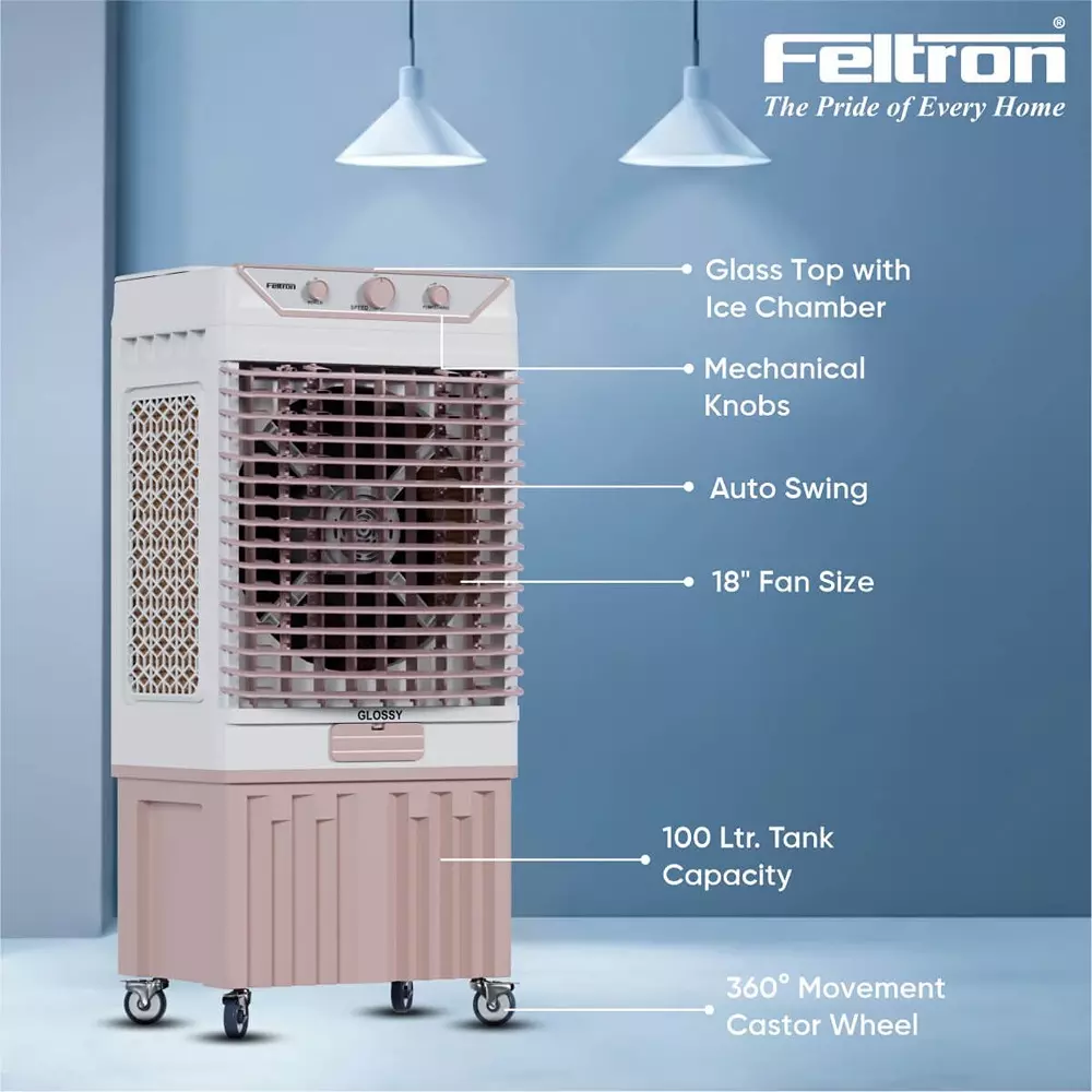 feltron-glossy-air-cooler-grey-and-pink-275-w-power-and-100-l-capacity