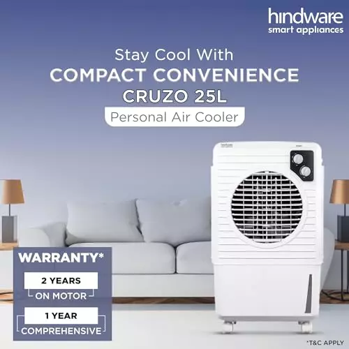 hindware-smart-appliances-air-cooler-corded-electric-black-white-surface-mounted-230-v-435x41x715-cm-size-knob-control-25-l-capacity-for-home-hotel-use-524146