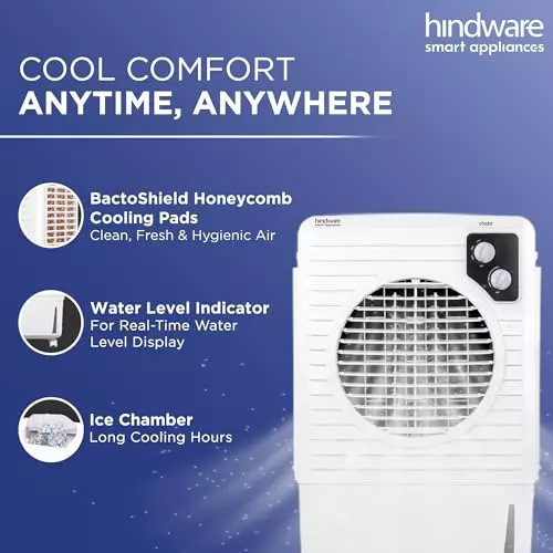 hindware-smart-appliances-air-cooler-corded-electric-black-white-surface-mounted-230-v-435x41x715-cm-size-knob-control-25-l-capacity-for-home-hotel-use-524146