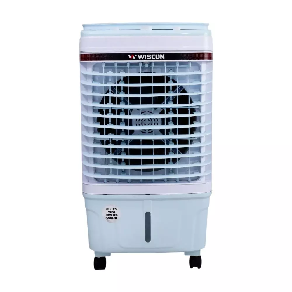 Wiscon Air Cooler with 3 Speed Motor Glass Top 40 L Tank Capacity Honeycomb Pad White & Blue for Home & Office Use, WIC40FLM