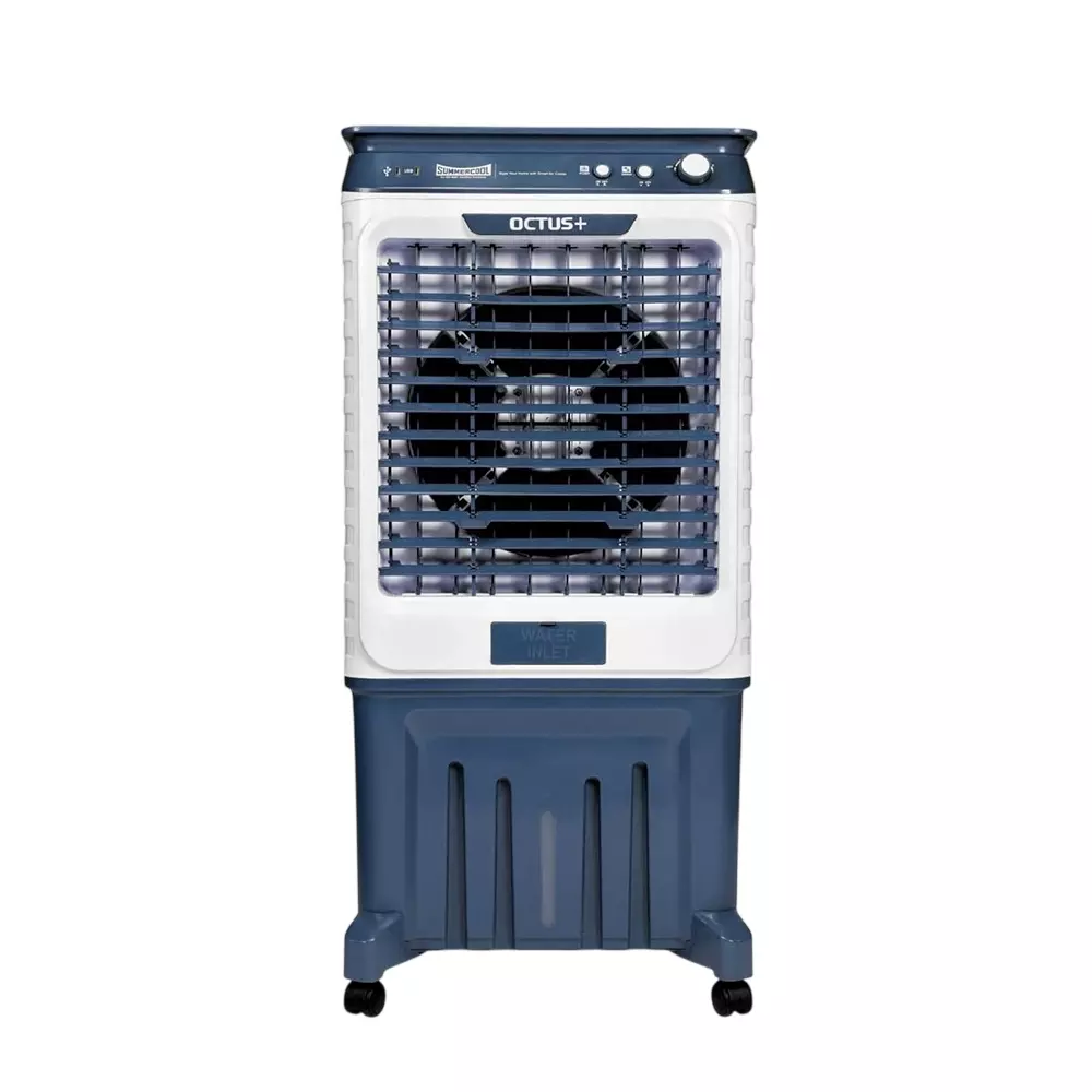 Summercool Octus Plus 95 L Desert Air Cooler Knob Control Honeycomb Cooling Pads Blue