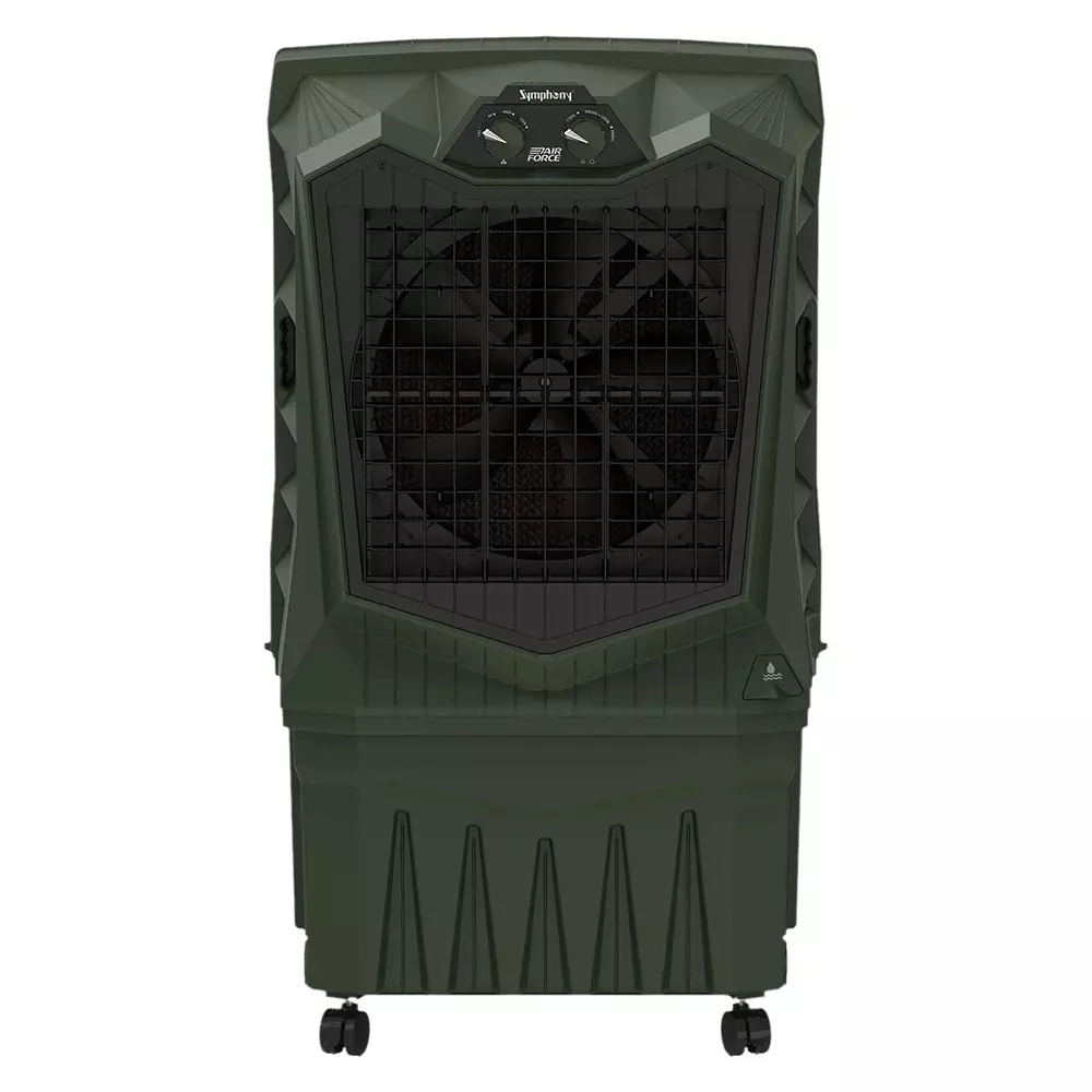 Symphony Air Cooler 250 W Power Electric 84 L Tank Capacity Militry Green 700x500x1200 mm Knob Control for Home & Office, Airforce 95 EX
