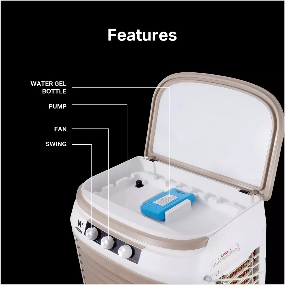 wiscon-air-cooler-with-3-speed-motor-glass-top-100-l-tank-capacity-honeycomb-pad-white-biege-for-home-office-use-wic100lfm