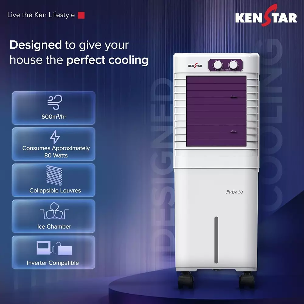 kenstar-pulse-air-cooler-20-l-tank-capacity-white-purple-80-w-power-consumption-4-wheels-for-home-office-use-pulsehc20