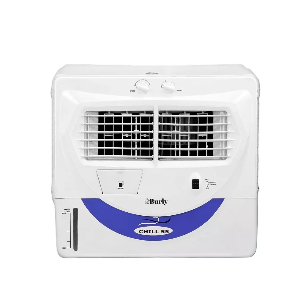 Burly Window Air Cooler 55 L Capacity  with Dual Side Water Inlet White Color, Chill 55 3200
