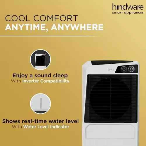 hindware-smart-appliances-air-cooler-with-5-castor-wheel-corded-electric-white-black-surface-mounted-knob-control-105-l-capacity-for-home-hotel-use-hindcool105l