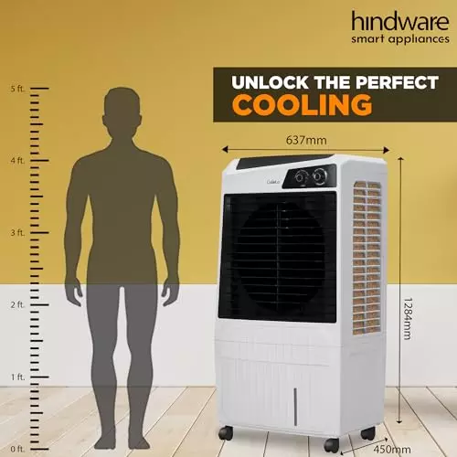 hindware-smart-appliances-air-cooler-with-5-castor-wheel-corded-electric-white-black-surface-mounted-knob-control-105-l-capacity-for-home-hotel-use-hindcool105l