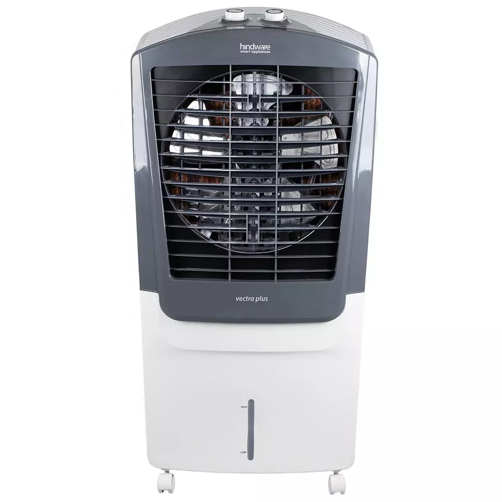 Hindware Smart Appliances 4 Wheel Desert Air Cooler 70 L Capacity White and Grey 190 W Power, Vectra Plus