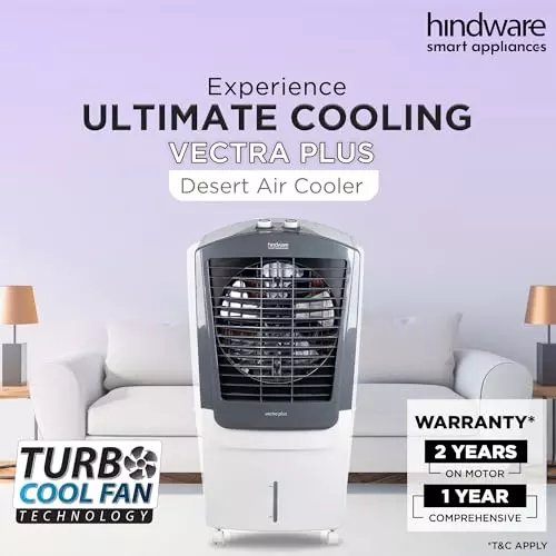 hindware-smart-appliances-air-cooler-with-woodwool-pads-corded-electric-white-and-grey-freestanding-230-v-70-l-capacity-for-home-hotel-use-vectraplus70l