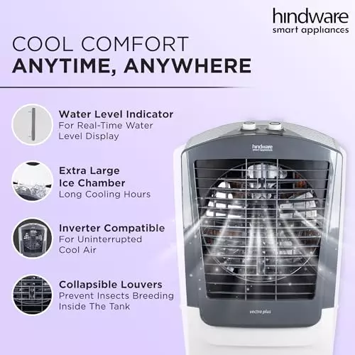 hindware-smart-appliances-air-cooler-with-woodwool-pads-corded-electric-white-and-grey-freestanding-230-v-70-l-capacity-for-home-hotel-use-vectraplus70l