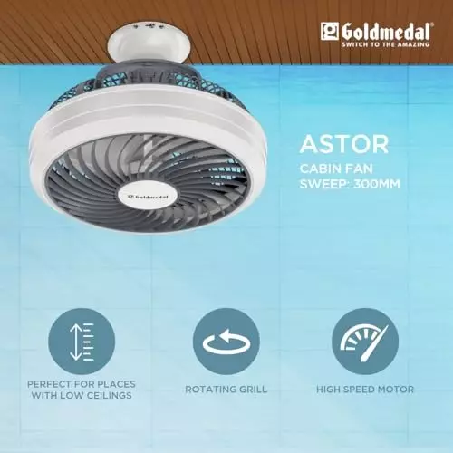 Goldmedal Astor Cabin Fan White Grey 300 mm, PCS650212DMNWG