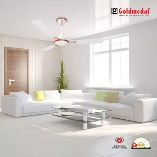 Goldmedal Eva Prime Ceiling Fan Metallic White 1200 mm, SCFP301748MQMEW
