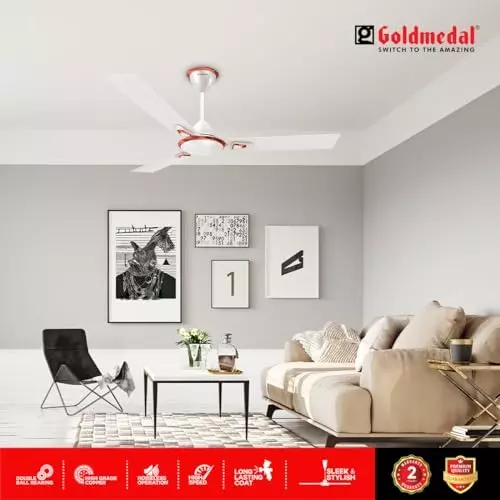 Goldmedal Eva Prime Ceiling Fan Metallic White 1200 mm, SCFP301748MQMEW