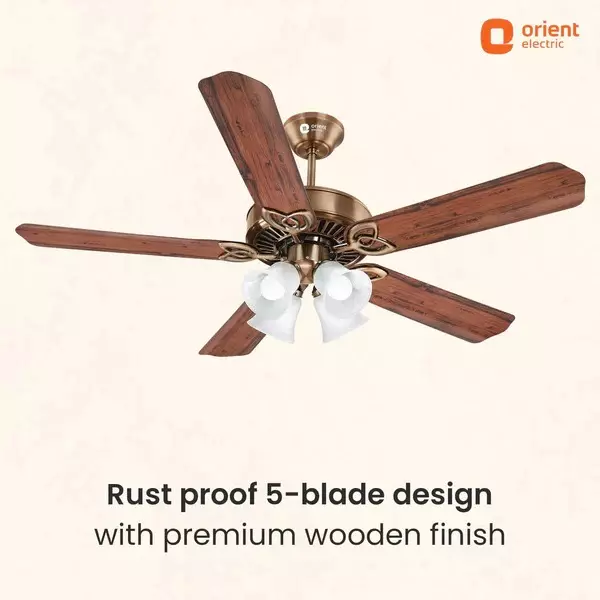 Orient Premium Subaris Underlight Ceiling Fan with Remote Antique Copper 1300 mm ‎80 W 5 Blades ‎250 RPM