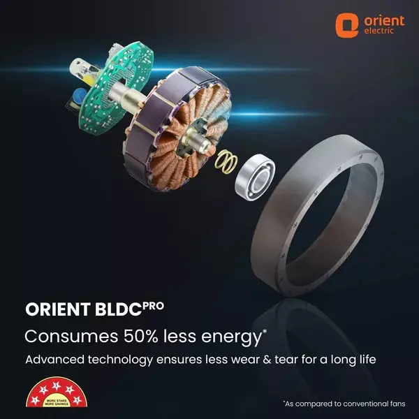 Orient BLDC Premium Aeon Antidust Ceiling Fan with Remote Platinum Silver 1200 mm 32 W 3 Blades 350 RPM