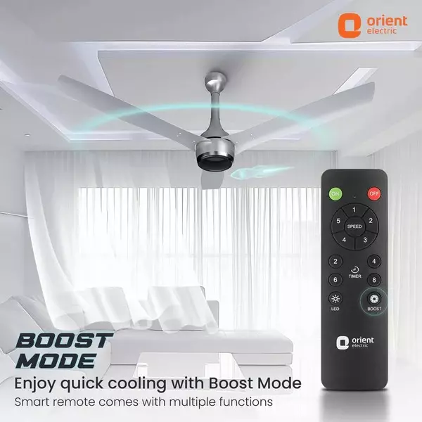 Orient BLDC Premium Aeon Antidust Ceiling Fan with Remote Platinum Silver 1200 mm 32 W 3 Blades 350 RPM