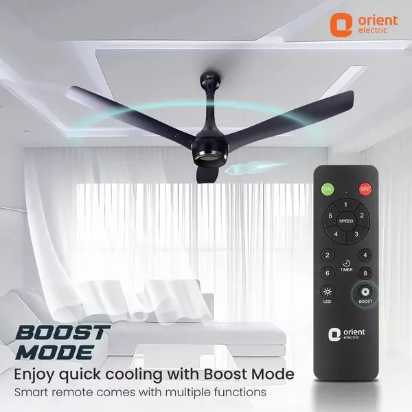 Orient BLDC Premium Aeon Antidust Ceiling Fan with Remote Knight Blue 1200 mm 32 W 3 Blades 350 RPM