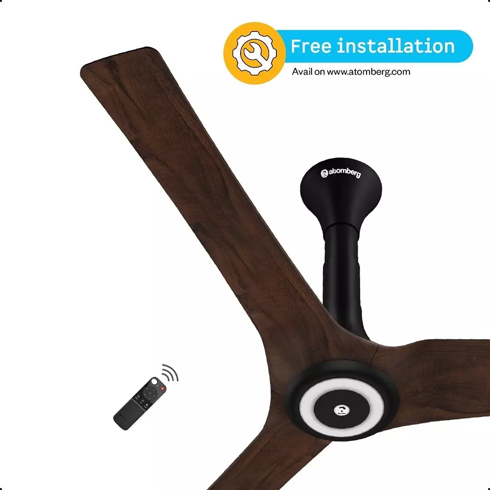 Atomberg Aris Starlight (All Smart) Dark Teakwood 900 mm Ceiling Fan with Remote