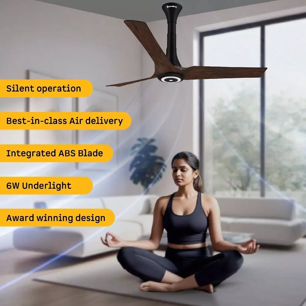 Atomberg Aris Starlight (All Smart) Dark Teakwood 900 mm Ceiling Fan with Remote