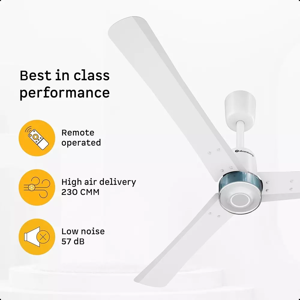 Atomberg Renesa Elite (Non-Smart) Snow White 1200 mm Ceiling Fan With Remote Control