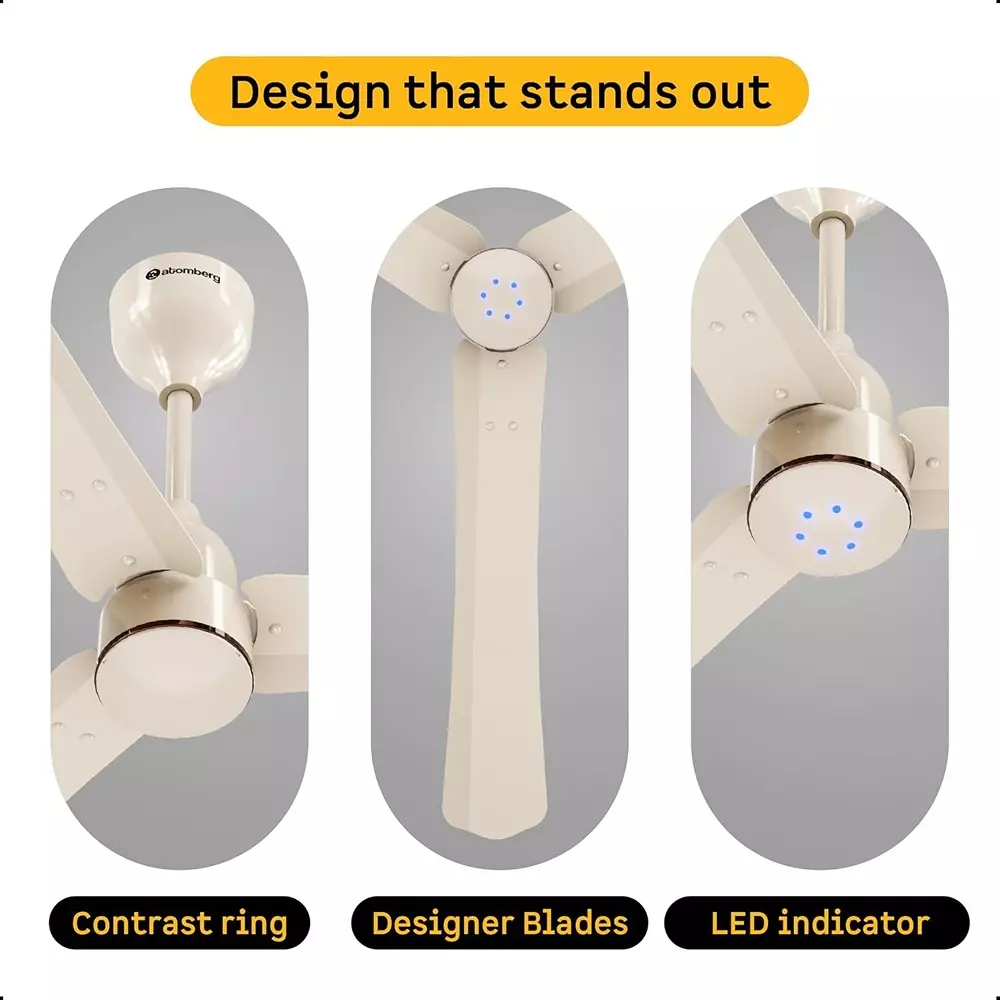 Atomberg Renesa Halo (All Smart) Seasand Ivory 1400 mm Ceiling Fan With Remote Control