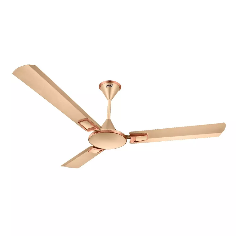IVAS Ivana 3 Blades Ceiling Fan 50 W Power 1200 mm Sweep Size Corded Electric Satin Gold Ceiling Mount